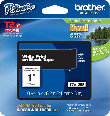 Genuine Brother 1" (24mm) White on Black TZe P-Touch Tape for Brother PT-P750W, PTP750W Label Maker in Saudi Arabia