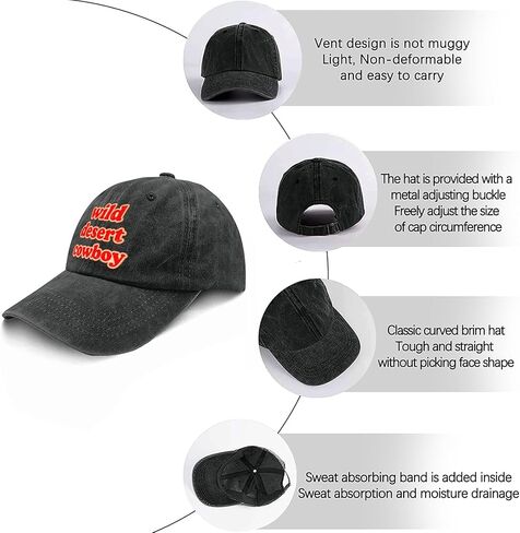 Wild Deserts Cowboy Hat for Girlfriends Low Profile Washed Distressed Baseball in Saudi Arabia