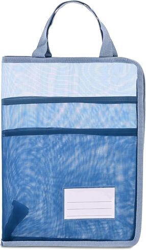 A4 Mesh Zipper Pouch Bags with Handle, 13 x 9.8 in Multi-Layer Transparent Subject Stationery Documents Nylon Storage Organizer, Lightweight File Folder for School Supplies (Bright Yellow) in Saudi Arabia