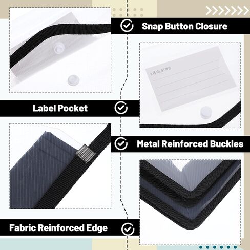 10 Pieces Plastic File Folders Envelope Expanding File Wallet Organizer Documents Folder with Snap Closure and Pocket B4 Waterproof Transparent Pouch for School Office(Black,Horizontal) in Saudi Arabia