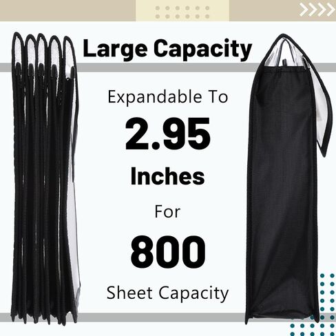 10 Pieces Plastic File Folders Envelope Expanding File Wallet Organizer Documents Folder with Snap Closure and Pocket B4 Waterproof Transparent Pouch for School Office(Black,Horizontal) in Saudi Arabia