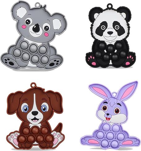 4 Pcs Dinosaur Fidget Toys Set,Kids Toddler Push Bubble Sensory Keychain Squeeze Packs for ADHD Autism Stress Relief Girls Boys Birthday Gift Classroom Favors in Saudi Arabia