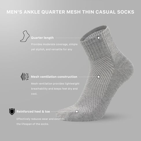 SERISIMPLE Men’s Bamboo Viscose Ankle Quarter Thin Socks Breathable Soft Summer Mesh Design, Anti-Odor Casual Dress 5 Pairs in Saudi Arabia