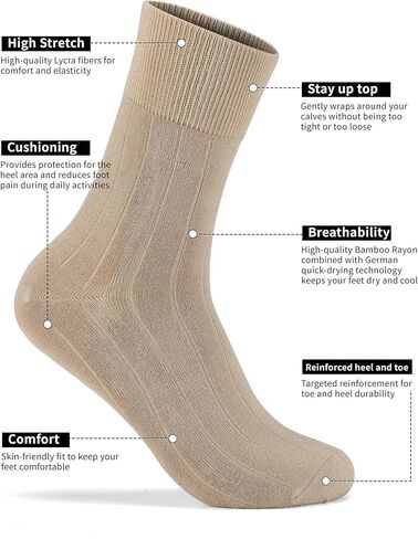 Mens Dress Socks Bamboo Rayon Size 8-13 Anti Odor Quick Dry Ribbed 1 Pack Classic Color in Saudi Arabia