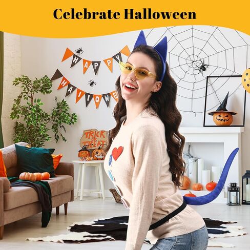 إكسسوارات زي القطة الزرقاء آذان وذيل القطة الزرقاء في عيد القديسين للكتاب، فستان تنكري للمدرسة، ملابس يومية in Kuwait