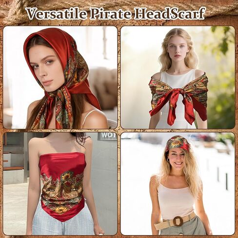 38PCS Pirate Accessories for Women - Captain Costume Set with Telescope, Gold Coins, Jewelry, Sash, Bandana & Eye Patch - Complete Halloween Cosplay Dress Up Kit for Ladies in Saudi Arabia