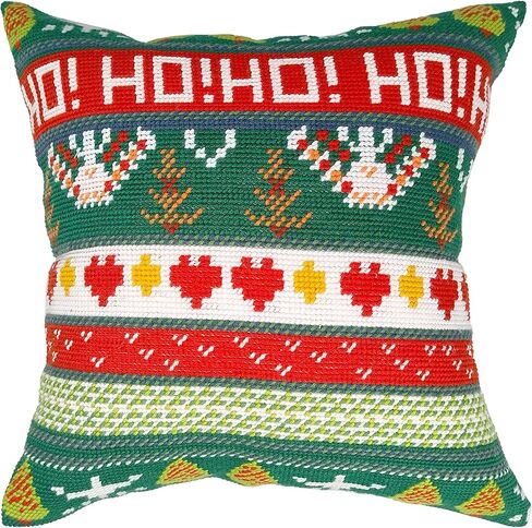 مجموعات إبرة عيد الميلاد من Howie's Needlepoint للبالغين، مجموعة غرز أمامية للوسادة مع نمط تطريز على القماش، غزل، إبرتين وتعليمات، 16 × 16 بوصة (ثلاثة أقزام) in Saudi Arabia