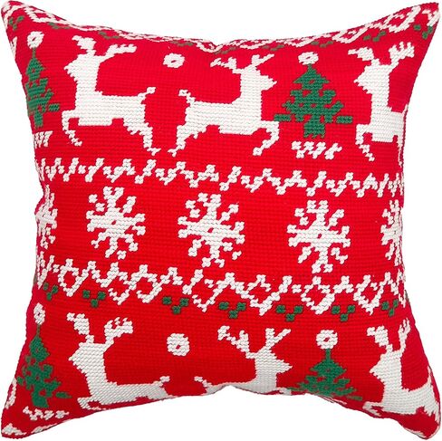 مجموعات إبرة عيد الميلاد من Howie's Needlepoint للبالغين، مجموعة غرز أمامية للوسادة مع نمط تطريز على القماش، غزل، إبرتين وتعليمات، 16 × 16 بوصة (ثلاثة أقزام) in Saudi Arabia