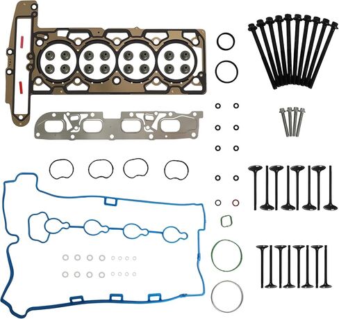 2.4 مجموعة حشية الرأس Ecotec مع مسامير وصمامات الرأس مناسبة لمحرك Chevy Equinox Malibu GMC Terrain Buick Regal Lacrosse Verano 2.4L L4 DOHC LAF Engine 2011-2017 HS26517PT ES72196 in Kuwait