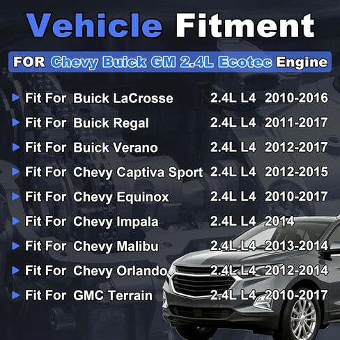 2.4 مجموعة حشية الرأس Ecotec مع مسامير وصمامات الرأس مناسبة لمحرك Chevy Equinox Malibu GMC Terrain Buick Regal Lacrosse Verano 2.4L L4 DOHC LAF Engine 2011-2017 HS26517PT ES72196 in Kuwait