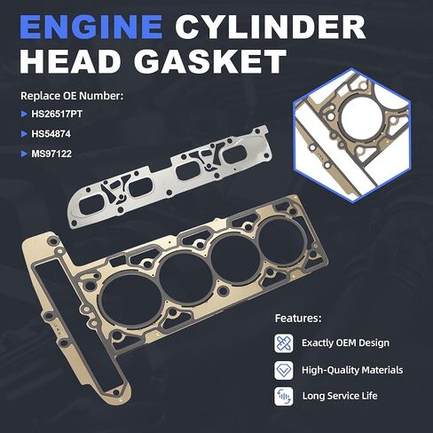 2.4 مجموعة حشية الرأس Ecotec مع مسامير وصمامات الرأس مناسبة لمحرك Chevy Equinox Malibu GMC Terrain Buick Regal Lacrosse Verano 2.4L L4 DOHC LAF Engine 2011-2017 HS26517PT ES72196 in Kuwait