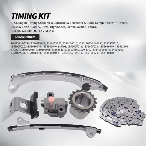 9-4313S Engine Timing Chain Kit W/Sprocket & Tensioner & Guide Compatible with Lexus ES300h 2013-2018, NX300h 2015-2019, Scion TC 2011-2016, Toyota Avalon, Camry, Highlander, RAV4, Sienna in Saudi Arabia