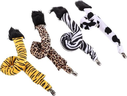 BESTYASH 4Pcs Animal Tail Accessories Set Faux Fur Tails for Cosplay Costume Halloween Party Jungle Zoo Animal Cosplay Props in Saudi Arabia