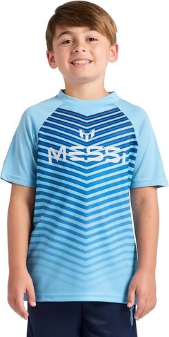 Messi Boys' Lifestyle Short Sleeve Top, Slim-fit Crew-Neck Shirt with Logo, Comfortable in Saudi Arabia