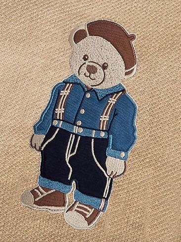 SHENHE Men's Oversized Crew Neck Cute Bear Sweater Vintage Unisex Preppy Graphic Sweater Jumper Khaki Mdeium in Saudi Arabia