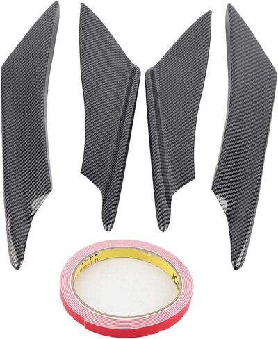 Front Bumper Lip Splitter, Fin Canards Body Spoiler Kit, 4pcs Universal Car Body Spoiler Front Bumper Lip Splitter Fins Trim (Water Transfer Carbon) in Saudi Arabia