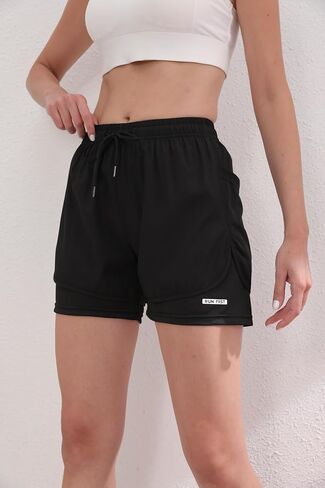 Women's 2 in 1 Running Athletic Shorts High Wasited Workout Athletic Gym Yoga Shorts with Liner in Saudi Arabia