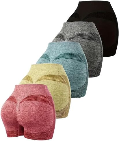 5Pack Women Scrunch Butt Lifting Seamless Leggings Booty High Waisted Workout Yoga Pants Shorts in Kuwait