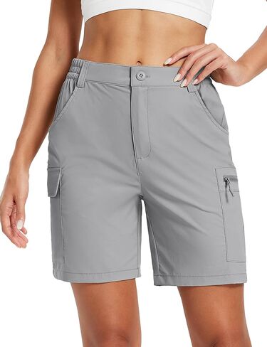 MAGCOMSEN Womens 7" Hiking Cargo Shorts Quick Dry Lightweight Shorts with Pockets for Summer Golf Casual Travel Outdoor in Saudi Arabia