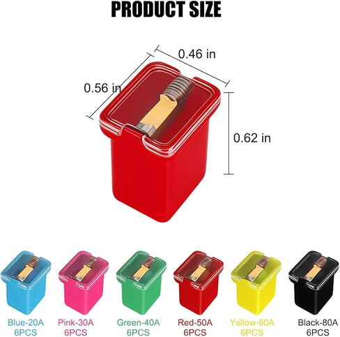 36PCS Jcase Car Fuse Assortment Kit, Vehicle Low Profile Box Shaped Cartridge Fuses, 20A 30A 40A 50A 60A 80A Auto Micro Circuit Protection Accessories, Universal for Sedan Truck SUV in Saudi Arabia