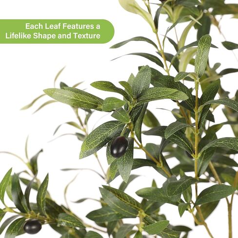 شجرة زيتون صناعية بطول 7 أقدام - أشجار زيتون صناعية داخلية بطول 7 أقدام مع زارع - شجرة زيتون طويلة مزيفة بوعاء مع صندوق خشبي طبيعي وأوراق خضراء، شجرة صناعية أنيقة لديكور المنزل والمكتب in Kuwait