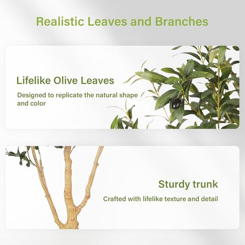 شجرة زيتون صناعية بطول 7 أقدام - أشجار زيتون صناعية داخلية بطول 7 أقدام مع زارع - شجرة زيتون طويلة مزيفة بوعاء مع صندوق خشبي طبيعي وأوراق خضراء، شجرة صناعية أنيقة لديكور المنزل والمكتب in Kuwait