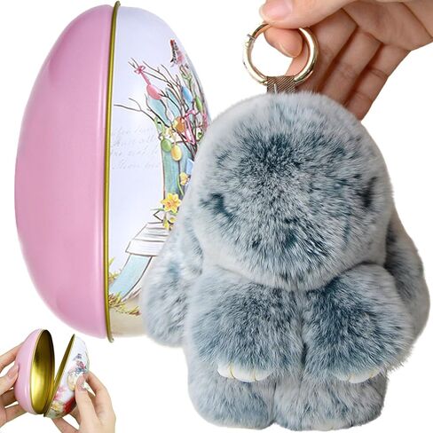 Bunny Keychain with Tin Eggs, Handmade Soft Cute Fluffy Plush Bunny Charms Keychain, Easter Gift for Bag and Key in Saudi Arabia