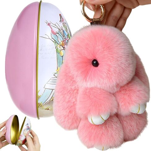 Bunny Keychain with Tin Eggs, Handmade Soft Cute Fluffy Plush Bunny Charms Keychain, Easter Gift for Bag and Key in Saudi Arabia