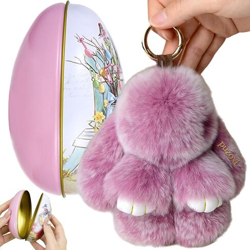 Bunny Keychain with Tin Eggs, Handmade Soft Cute Fluffy Plush Bunny Charms Keychain, Easter Gift for Bag and Key in Saudi Arabia
