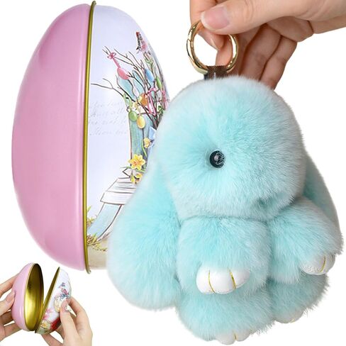 Bunny Keychain with Tin Eggs, Handmade Soft Cute Fluffy Plush Bunny Charms Keychain, Easter Gift for Bag and Key in Saudi Arabia