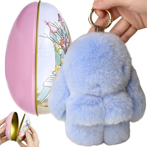Bunny Keychain with Tin Eggs, Handmade Soft Cute Fluffy Plush Bunny Charms Keychain, Easter Gift for Bag and Key in Saudi Arabia