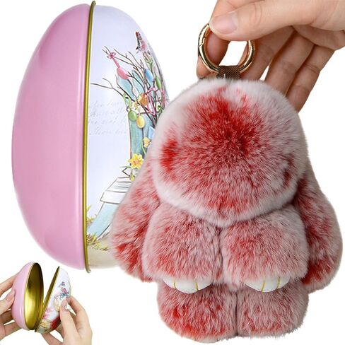 Bunny Keychain with Tin Eggs, Handmade Soft Cute Fluffy Plush Bunny Charms Keychain, Easter Gift for Bag and Key in Saudi Arabia