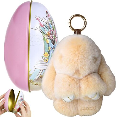 Bunny Keychain with Tin Eggs, Handmade Soft Cute Fluffy Plush Bunny Charms Keychain, Easter Gift for Bag and Key in Saudi Arabia