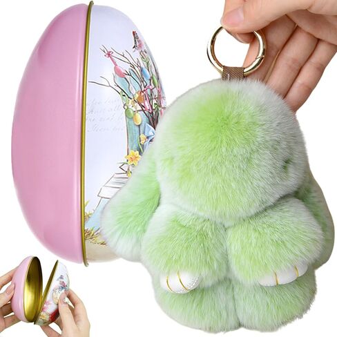 Bunny Keychain with Tin Eggs, Handmade Soft Cute Fluffy Plush Bunny Charms Keychain, Easter Gift for Bag and Key in Saudi Arabia