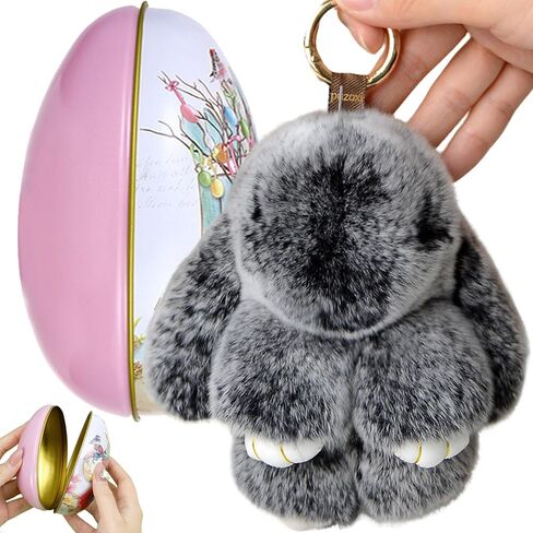 Bunny Keychain with Tin Eggs, Handmade Soft Cute Fluffy Plush Bunny Charms Keychain, Easter Gift for Bag and Key in Saudi Arabia