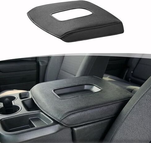 غطاء مسند ذراع وحدة التحكم المركزية لملحقات 2019-2026 Chevy Silverado & GMC Sierra 1500 2500 3500 HD، واقي غطاء وحدة التحكم الوسطى من جلد البولي يوريثان، مضاد للخدش (يناسب وحدة التحكم في مقعد القفز فقط) in Kuwait