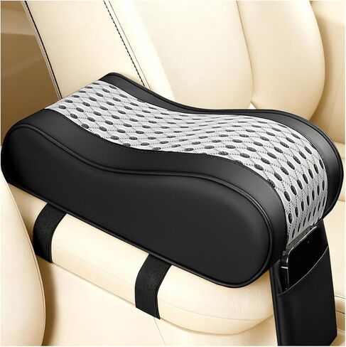 Car Armrest Cushion, Soft Memory Foam Leather Vehicle Armrest Pillow with Storage Bag, Multifunctional Automotive Interior Center Console Arm Rest Pad, Universal for Most Vehicles (Black) in Saudi Arabia