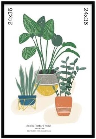 24x36 Basic Black Poster Frame - Lightweight Design, Vertical/Horizontal Wall Hanging, Suitable for Posters/Art Prints/Home Office Decor in Saudi Arabia