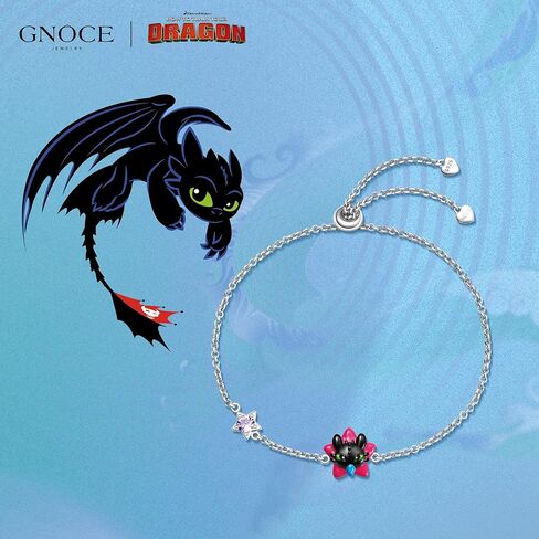 GNOCE How to Train Your Dragon Toothless Head Adjustable Bracelet for Her, S925 Sterling Silver Bracelet for Women Fit Bracelet, Halloween Mother's Day Jewelry in Saudi Arabia