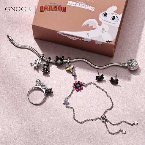 GNOCE How to Train Your Dragon Toothless Head Adjustable Bracelet for Her, S925 Sterling Silver Bracelet for Women Fit Bracelet, Halloween Mother's Day Jewelry in Saudi Arabia