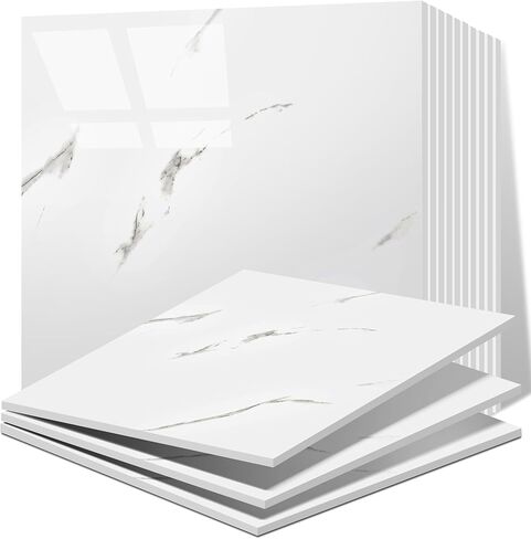 20 قطعة من بلاط باكسبلاش للتقشير واللصق من Vieshful، 12 بوصة × 12 بوصة بلاط رخامي ذاتي اللصق للجدار، ألواح حائط دش مقاومة للماء من PVC، عصا خلفية على البلاط لغرفة المعيشة في الحمام والمطبخ (ليست بلاطًا حقيقيًا) in Kuwait