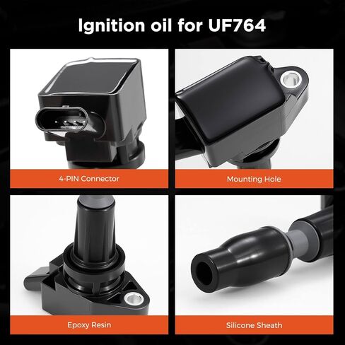 Ignition Coil Pack and Iridium Spark Plugs Kit, UF764 93175, for Hyundai Sonata Santa Fe Sport Tucson 2015 2016 2017 2018 2019, for Kia Optima Rondo Sorento Sportage Stinger, for Genesis 2.0L 2.4L L4 in Saudi Arabia