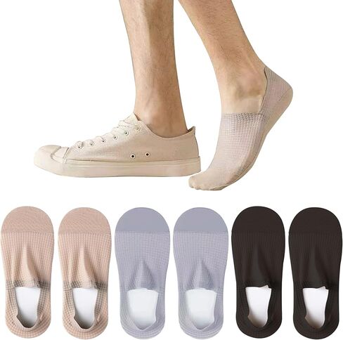 جوارب No Show للرجال غير قابلة للانزلاق، جوارب رفيعة منخفضة القطع للقارب بدون كعب، 6 أزواج in Kuwait