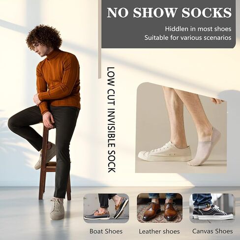 جوارب No Show للرجال غير قابلة للانزلاق، جوارب رفيعة منخفضة القطع للقارب بدون كعب، 6 أزواج in Kuwait