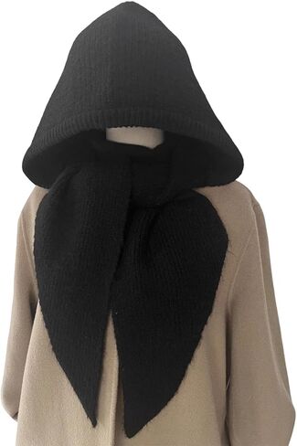 Hooded Scarf for Women Winter Knit 2-in-1 Hat and Scarf Women Balaclava Hat Wrap Poncho Lightweight Warm Shawl in Saudi Arabia