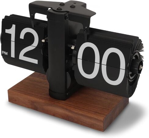 Retro Flip Down Clock, Vintage Flip Desk Clock Large Numbers Table Clock with Wood Base for Living Room, Study Room and Office Decor in Saudi Arabia