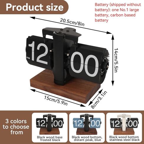Retro Flip Down Clock, Vintage Flip Desk Clock Large Numbers Table Clock with Wood Base for Living Room, Study Room and Office Decor in Saudi Arabia