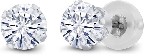 Gem Stone King 14K White Gold Sky Blue Aquamarine Stud Earrings For Women (0.80 Cttw, Gemstone Birthstone, Round 5MM) in Saudi Arabia