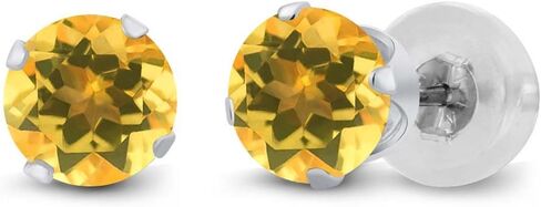 Gem Stone King 14K White Gold Sky Blue Aquamarine Stud Earrings For Women (0.80 Cttw, Gemstone Birthstone, Round 5MM) in Saudi Arabia