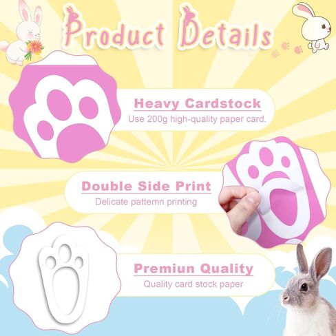 120 Pcs Easter Bunny Footprint Stickers Rabbit Feet Set Floor Footprint Decorations Bunny Track for Easter Home Party Decoration Egg Hunt Garden Outdoor Yard Lawn Signs Supplies in Saudi Arabia